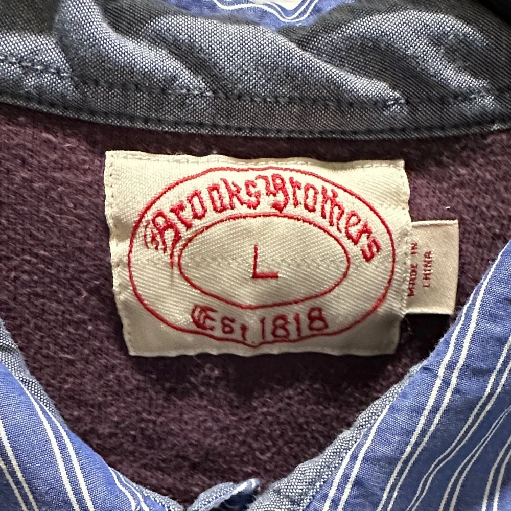 Brooks Brothers Striped Purple Rugby Shirt with Crest - Picture 2 of 2